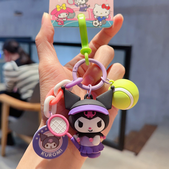 산리오 키링 헬로키티 마이멜로디 포차코 시나모롤 한교동 쿠로미 키홀더 열쇠고리, 1개