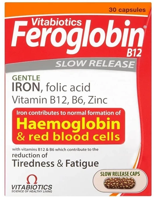 Vitabiotics Feroglobin Original 30 서방형 캡슐 철분 엽산 종합 비타민 - 1 2 3팩 - 영국 직배송, 1개, 30회분 - 쿠팡