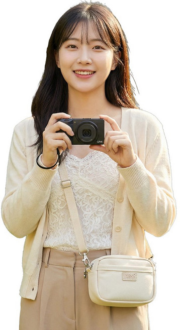 마켓세일러 에브리데이 초경량 컴팩트 똑딱이 카메라 크로스 가방, 1개, 크리미 아이보리-M