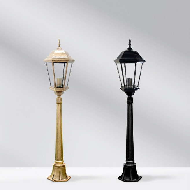 나눔조명 전기 정원등 투명육각 가로등 정원등 잔디등 외부 야외 조명 LED, [검정]총 높이 1.1M(기둥0.7M)