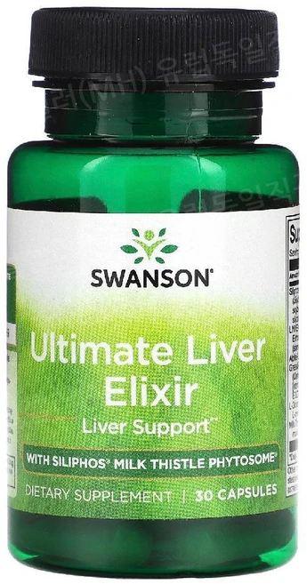 Swanson 실리포스 밀크씨슬 피토좀 글루타치온 알파리포산 Ultimate Liver Elixir 30캡슐 실리마린밀크씨슬, 1개, 30정 - 쿠팡