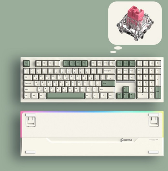 SPM PL108W 아라 풀배열 108키 숫자키 유무선 블루투스 사무용 기계식키보드, PL108W 아라 (저소음 새벽 리니어), 베이지, 독자규격 스위치