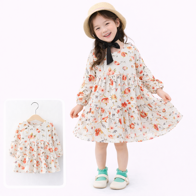 여아 자수 카라 유아 공주원피스 아동 봄 가을 키즈 드레스