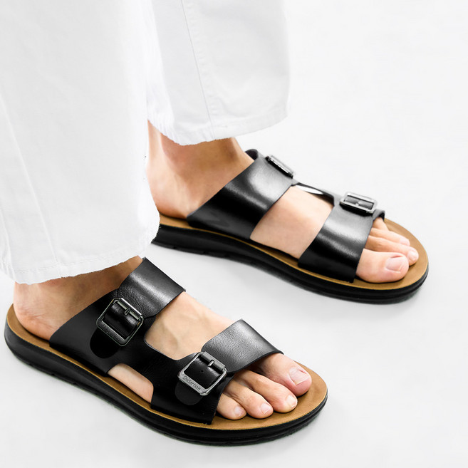 [정품아닐시3배보상] 비에스큐티바이클래시 b2427 아치스 브릿지 버클 스트랩 슬리퍼 - BLACK
