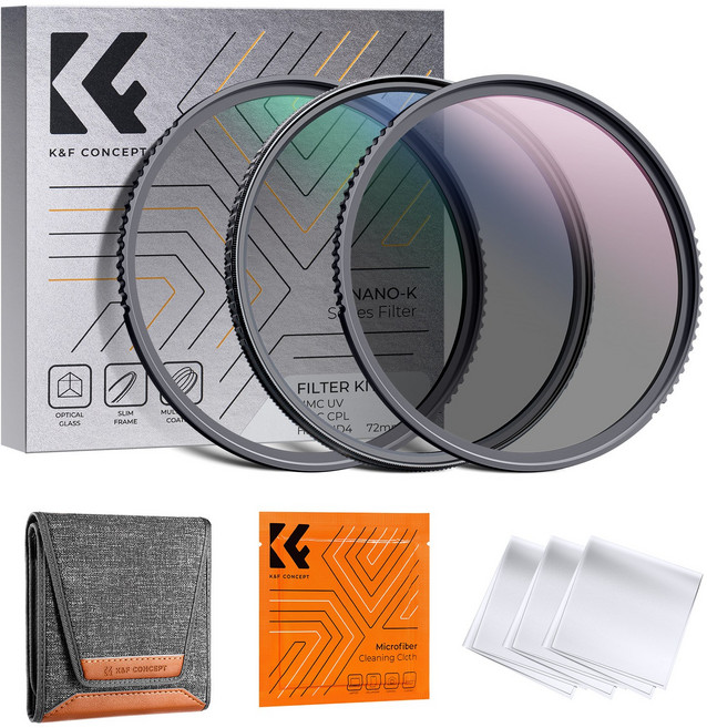K&F CONCEPT MCUV+CPL+ND4 필터 3종 세트, 67mm