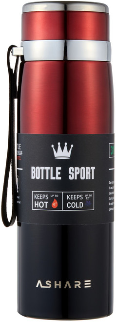 어쉐어 보온병 보냉병 휴대용 보온보냉병, 레드블랙, 600ml, 1개