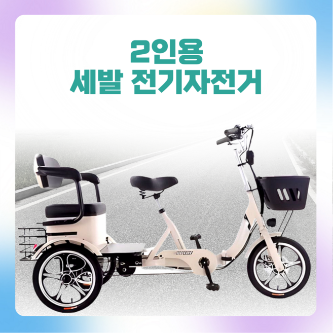 벨라다디 PAS 스로틀 겸용 세발전기자전거 2인용 전동 접이식 가성비 3륜 3인용, 딥그레이, 강철