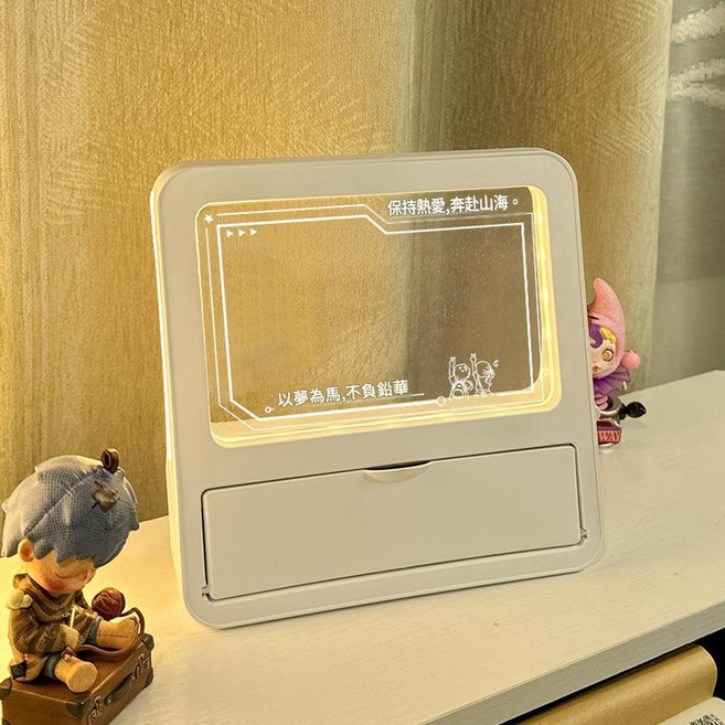 可擦寫透明留言板小夜燈 附筆筒, 以夢為馬 送白板筆3