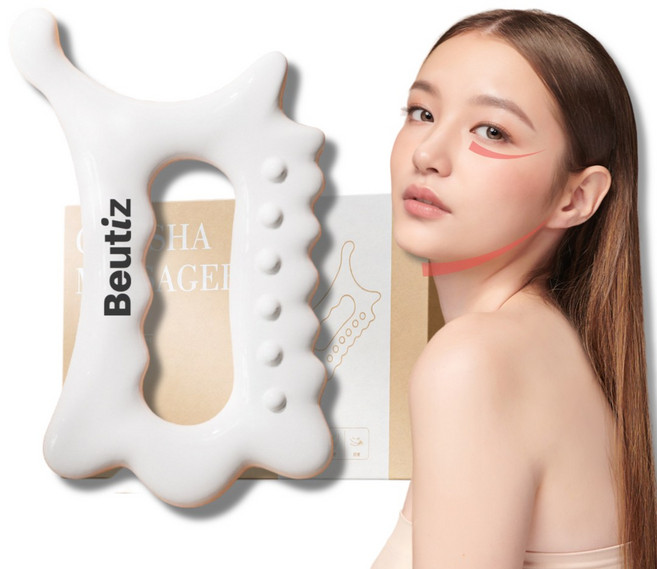 BEUTIZ 매일매일 괄사 마사지 얼굴마사지 세라믹 림프순환, 크림화이트, 1세트