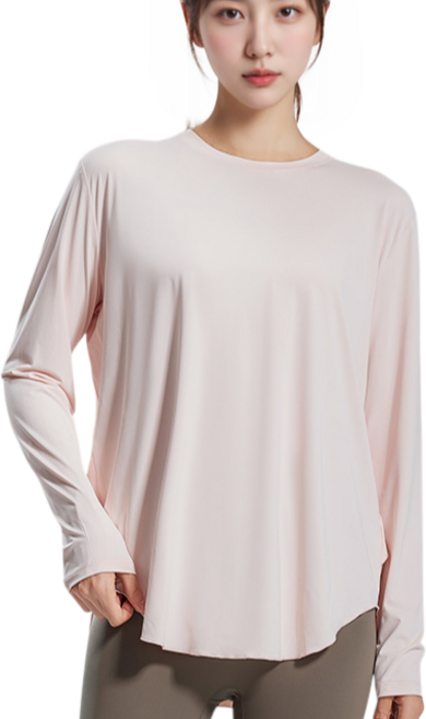 마린웨이브 루즈핏 요가 필라테스 힙커버 롱 운동복 긴팔 상의 티셔츠