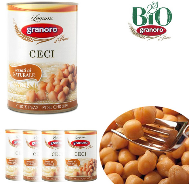 Granoro Canned Chickpeas (Ready to Serve) 그래노로 칙피스 (병아리 완두콩 통조림) (즉시 섭취 가능), 10개, 400g