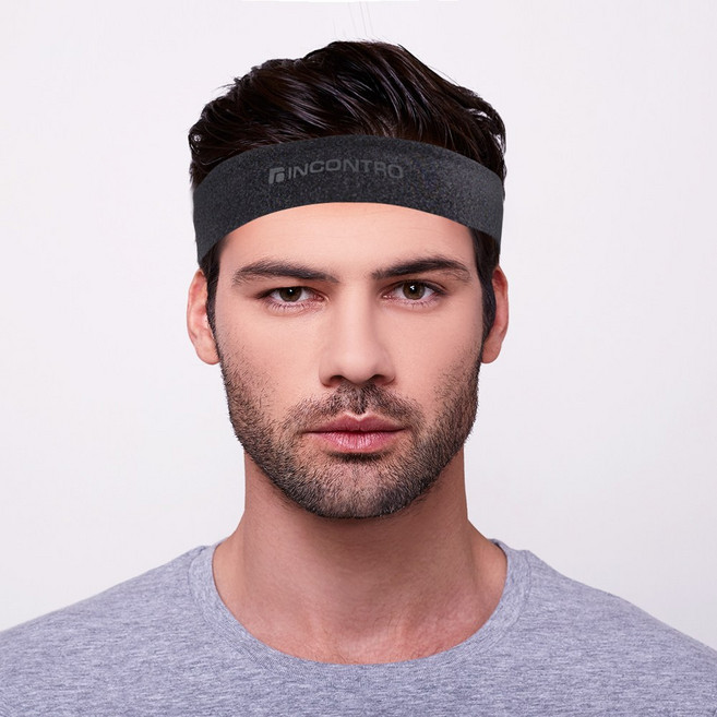 Twins 남여 공용 스포츠 쿨 기능성 운동 등산 축구 테니스 배드민턴 헤어밴드 머리띠, 멜란지검정색, 1개