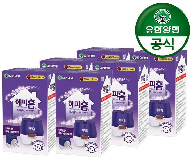 유한양행 [본사직영] 해피홈 리퀴드 플러그형 훈증기, 100g, 6개