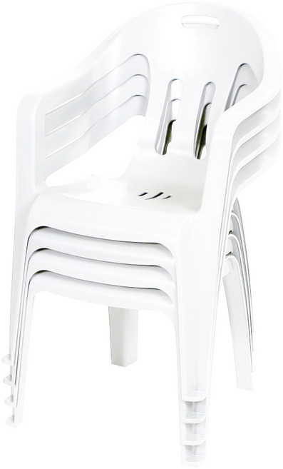 지오리빙 팔걸이 플라스틱의자 4개, 화이트