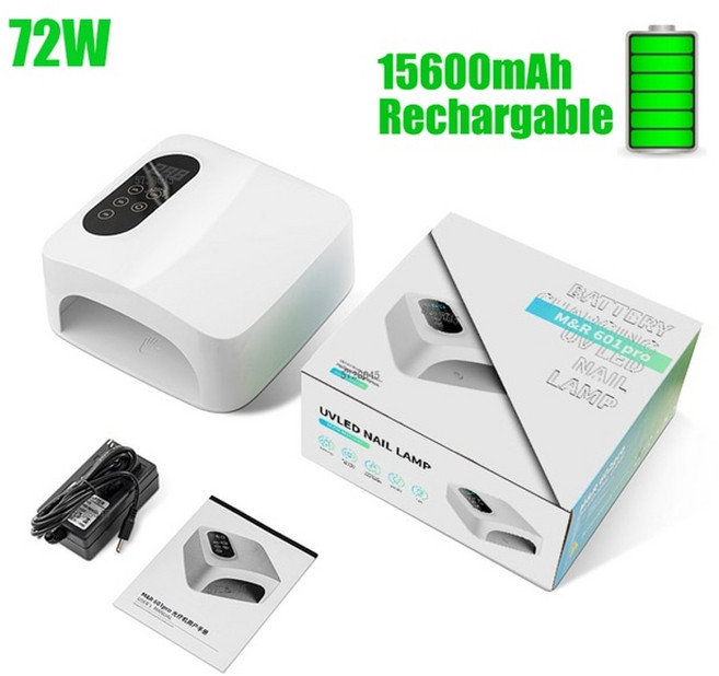 UV 네일램프 젤 네일 램프 드라이어 무선 충전식 60w 72w 무선 uv led 8000mah 15600mah, 72w 충전식, EU 플러그(100-240v), 1개