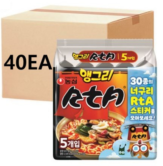 농심 앵그리 매운맛 너구리 RTA 120g, 40개