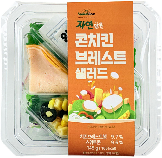 [샐러드박스] 자연 담은 콘치킨브레스트 샐러드 145 g 단품구성 토핑 샐러드, 7개, 145g