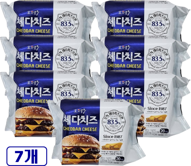동원 소와나무 체다슬라이스치즈 (오직 체다치즈로만 83.5%) (20매), 360g, 7개