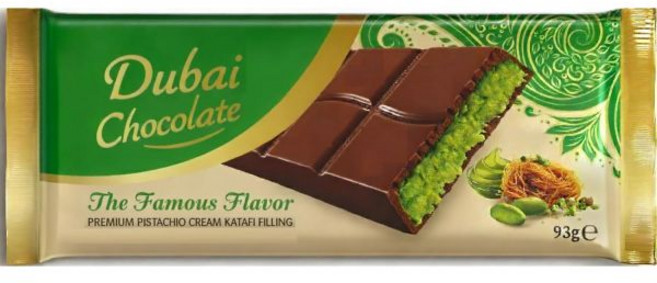 럭셔리 두바이 피스타치오 초콜릿 바 93g | 크리미한 피스타치오와 바삭한 카타이피 필링 프리미엄 중동 사탕 - 발렌타인 데이 이국적인 선물 할랄 3.28온스