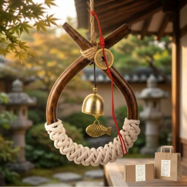 Duforge 소 코뚜레 삼재막이 문종 개업 집들이 선물 액막이 현관종 이사