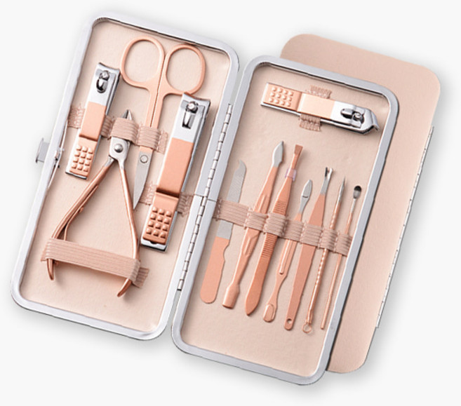 센티브 손톱깎이 네일케어 12종 세트, 1세트, 핑크