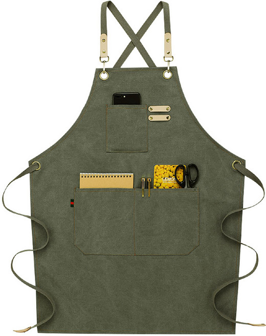 지루크렛 빅사이즈 캔버스 프리미엄 앞치마, 빅사이즈 캔버스 프리미엄 앞치마(카키), 1개