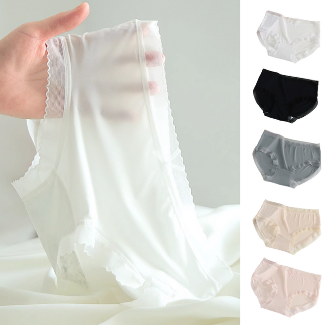 무니유유 여성 쿨 아이스 초경량 순면 Y존 레이스 시스루 팬티 5종 세트