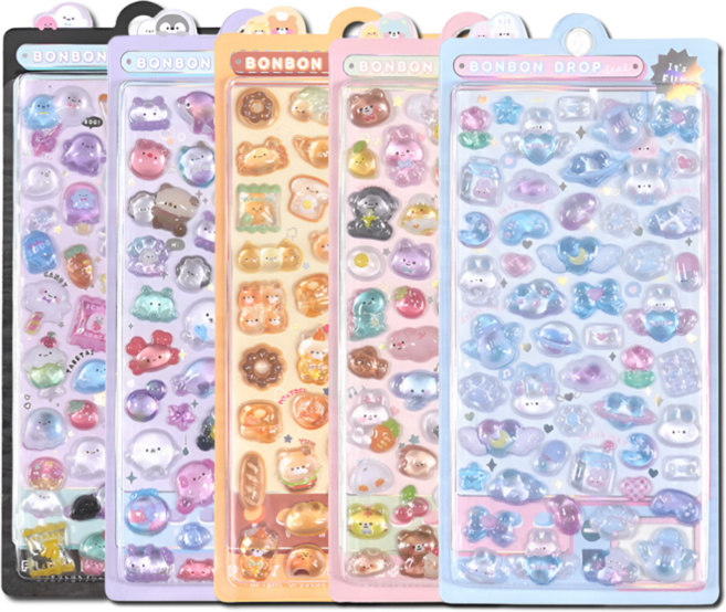 깔끔조아 3D 입체 다꾸 폰꾸 스티커, 5개, 혼합색상