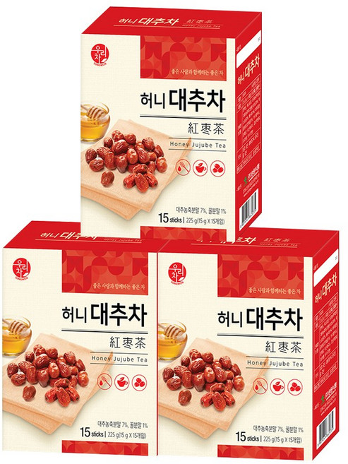 송원 우리차 허니 대추차, 15g, 15개입, 3개, 15g
