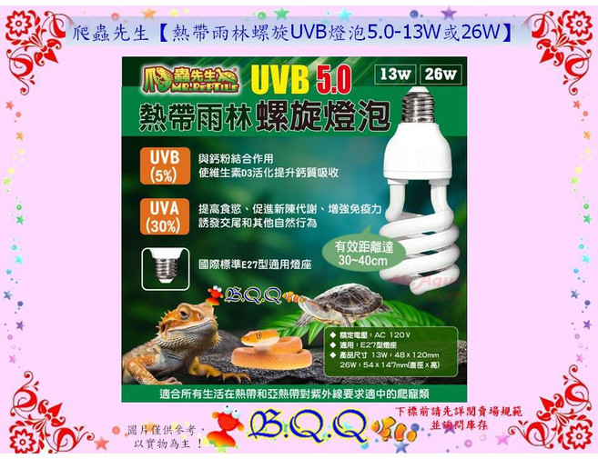 MR.AQUA 爬蟲先生 熱帶雨林螺旋UVB燈泡 5.0, 1個, 13W