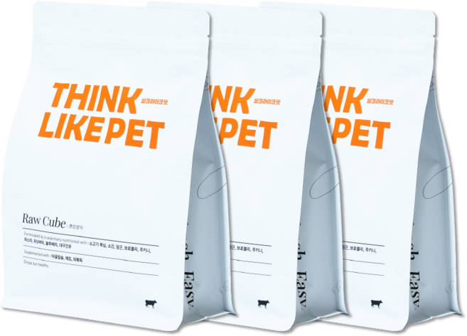 씽크라이크펫 강아지 큐브 생식, 3개, 1kg, 소