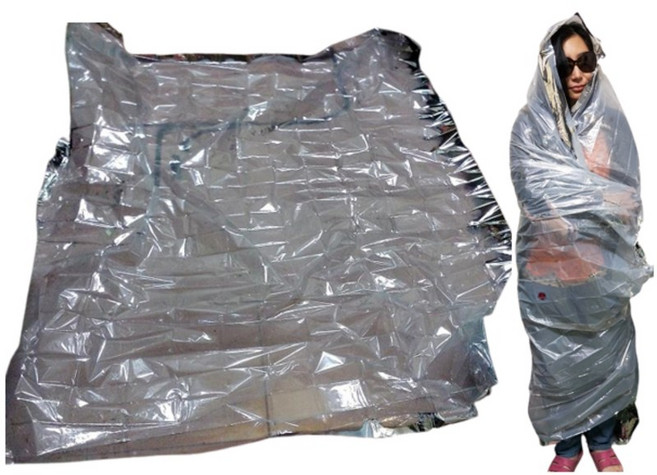 戶外應急求生毯 210x160cm 銀色瑕疵品 防水保暖 登山露營必備, 1個, 銀色(瑕疵)求生毯:全透明霧狀