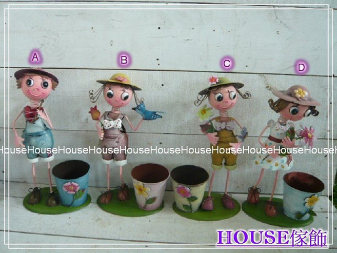 ︵House傢飾︵鐵皮娃娃花器 筆筒 4款【限量款/新發售】 桌面收納裝飾 辦公室療癒小物, 1個