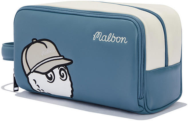 패션 골프 가방 파우치 가방 캐릭터 자수 휴대용 이중 대용량 토트백, 오션블루