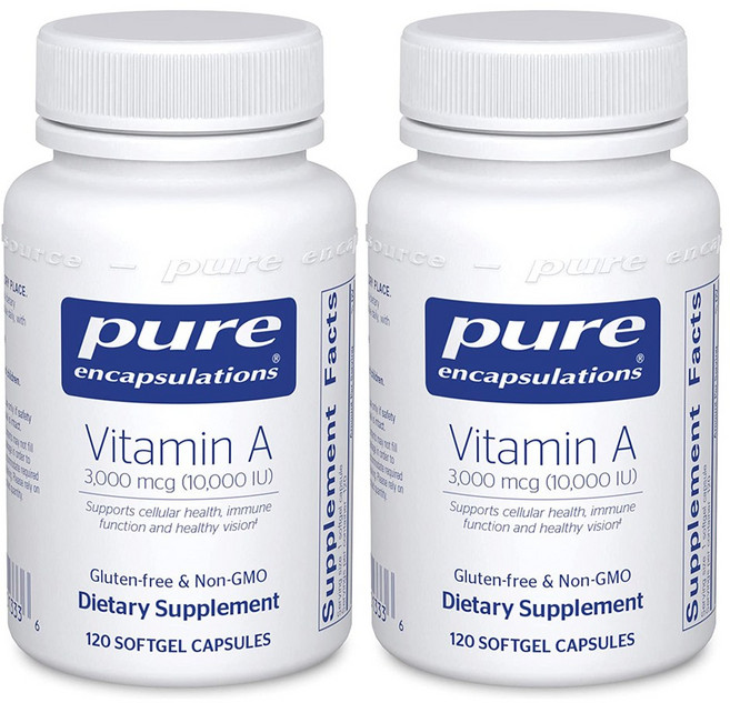 Pure Encapsulations Vitamin A 퓨어 인캡슐레이션 비타민 10000IU 120소프트젤 2팩, 2개, 120정