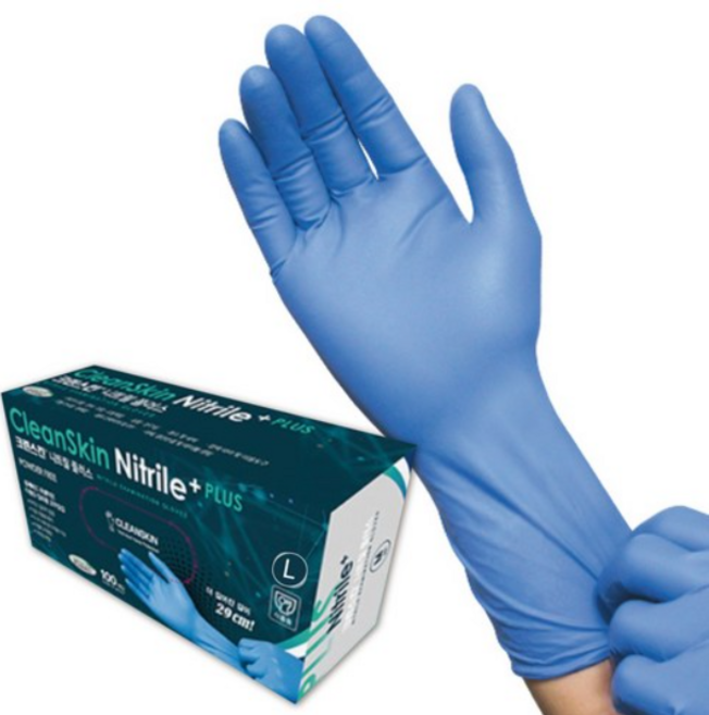크린스킨 니트릴 플러스 니트릴장갑 S, 블루 롱타입, 대(L), 2개