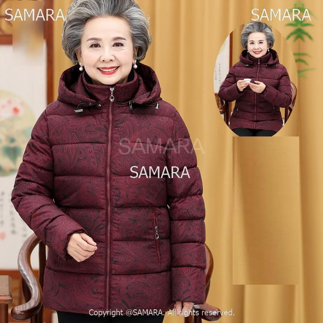 Qterra(특허브랜드) 할머니옷 패딩 코트 빅사이즈 루즈핏 후드 겨울