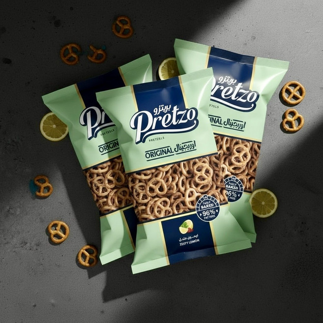 Pretzo 迷你蝴蝶餅 檸檬椒鹽風味 低脂餅乾, 125g, 3個