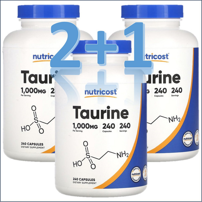 [3병] 뉴트리코스트 타우린 1000mg 240캡슐 효능 아미노산 보조제 Taurine, 240정, 3개