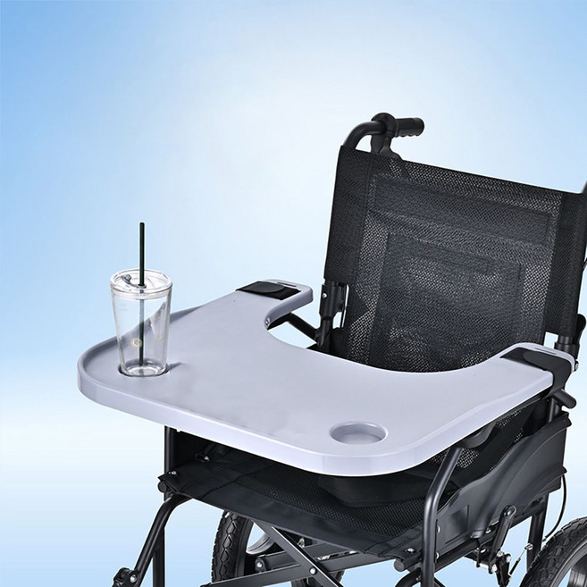 웰스홈 휠체어 테이블 식판 컵홀더 간병용 보조테이블 요양병원 실버케어 식탁, 휠체어테이블