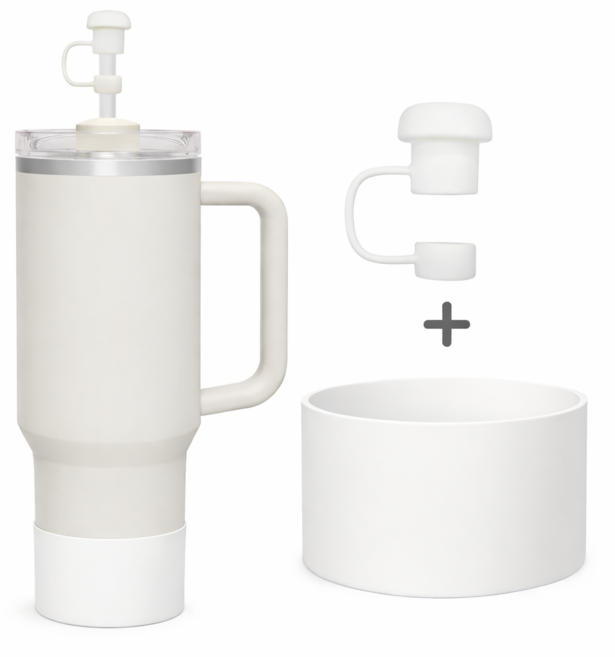 DQmall 텀블러 바닥커버+빨대마개 1+1 세트, 1개, 화이트