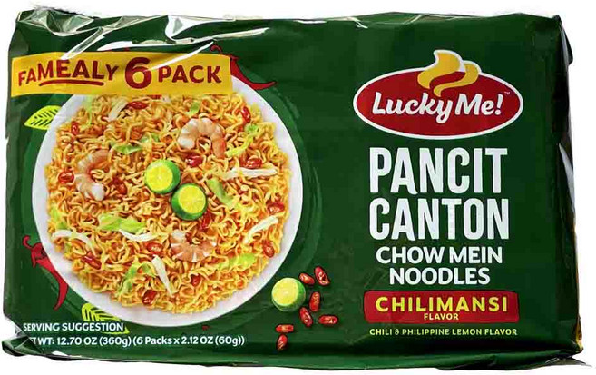 Lucky Me Instant Pancit Canton Chow Mein 칠리만시 맛 60g 360g, 6개