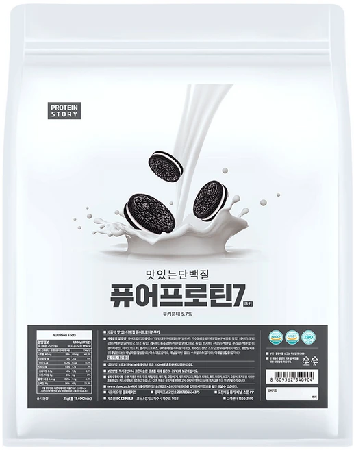 프로틴스토리 맛있는 단백질 퓨어프로틴7, 3kg, 퓨어프로틴7 맛있는 유청 단백질보충제 3kg 쿠키맛, 1개 - 쿠팡