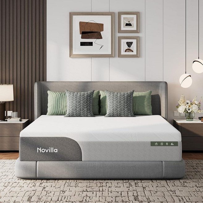 Novilla Bliss 쿨링 트윈 매트리스 25.4cm(10인치) 젤 주입 메모리 폼 사이즈 박스 포함 쿨 터치 나일론 커버 모션 분리 및 인체 공학적 케어 Cert