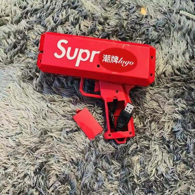 噴錢槍 氣氛道具 婚禮酒吧 sup 玩具 抖音同款 鈔票槍, 1個, USB大馬力紅色款雙槍+1000美金道具
