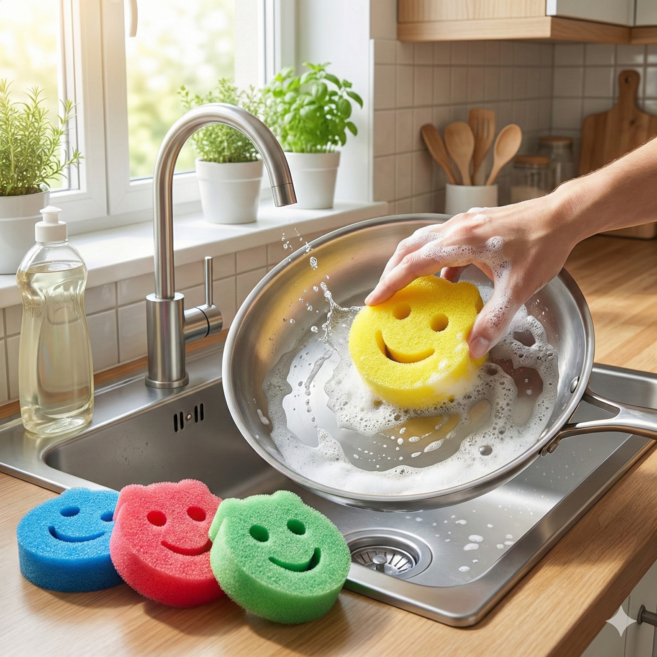 땡스스토리 오리지널 스마일 스크럽 수세미 흡착홀더, 1세트, 3개