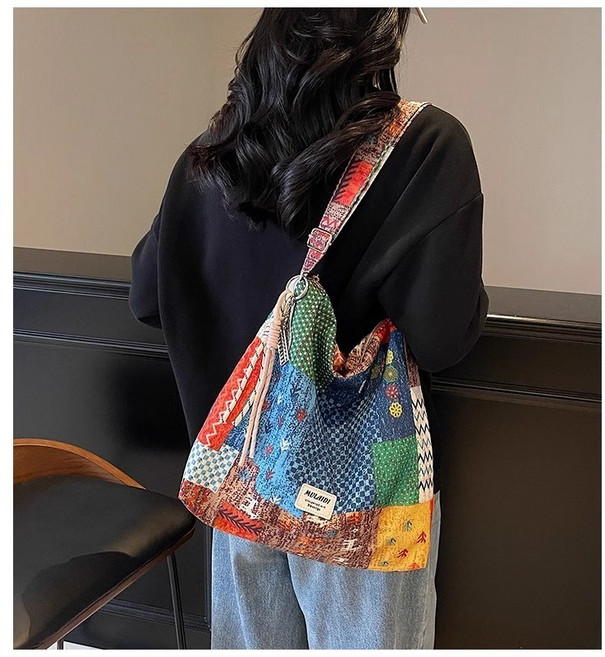 여성 캔버스 에코백 심플 토트백 기질 쇼핑백 빈티지 대용량 천가방 캔버스백 에스닉 크로스백 ZZL