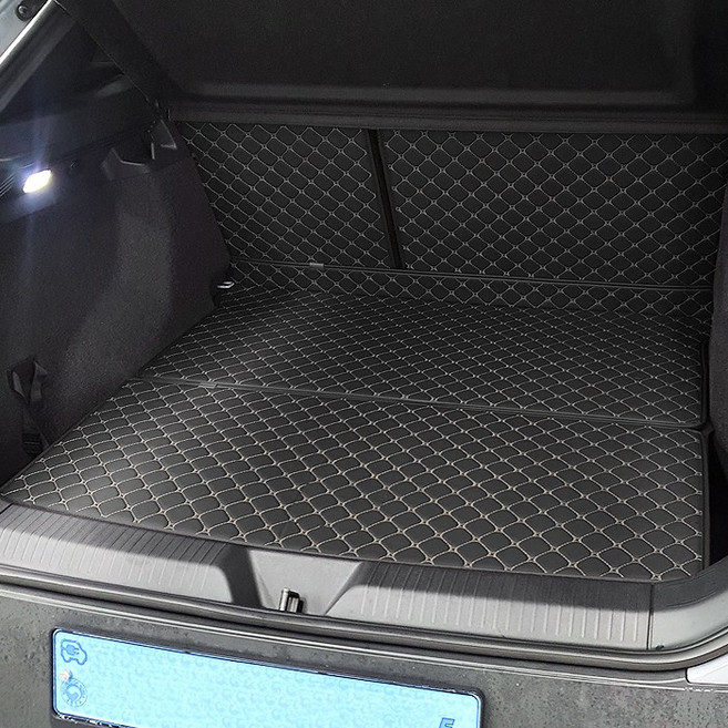 카프트 폭스바겐 ID4 호환 트렁크매트 프리미엄 가죽 퀄팅 차박, 분리형, 블랙-베이지