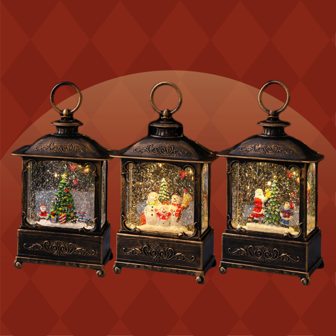 크리스마스 랜턴오르골 3종 스노우볼랜턴오르골 크리스마스 무드등 워터볼오르골 크리스마스소품, 산타, 산타