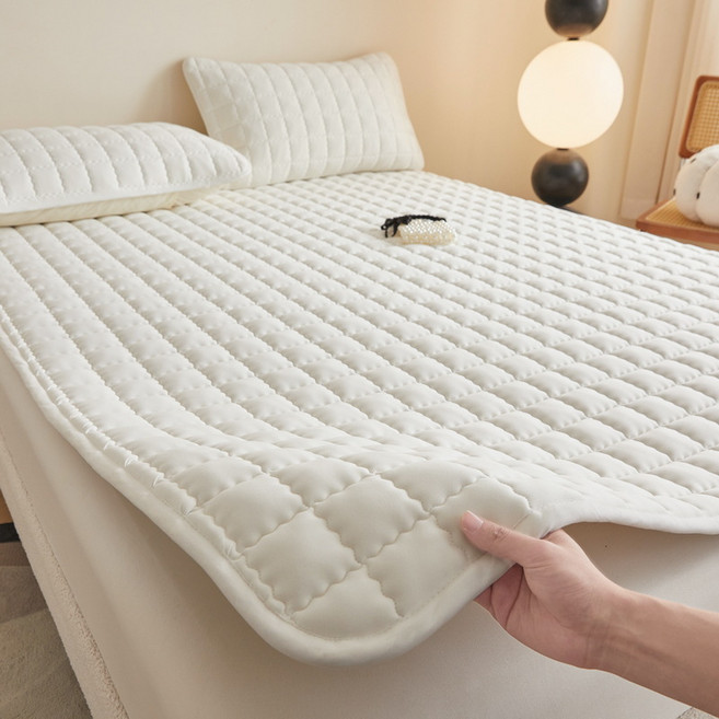 만자천홍 부드러운 향균 방수 침대 매트리스 커버 고정밴드, 아이보리